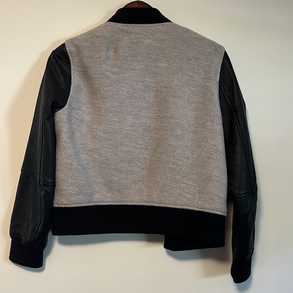 Club Monaco Women’s Baseball/Varsity Leather/Wool Jacket Bomber - Picture 6 of 6